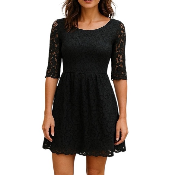 Stefanel Lace Mini Dress Black - Picture 1 of 12